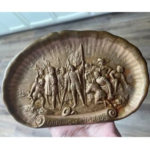 Placa de cobre de la Exposición Colombina Mundial de 1893 plato desembarco de Colón - Imagen 1 de 11