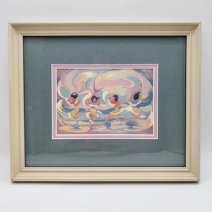 Native American Artist Oscar Howe Children At Play Framed 1972 Print 10.5x8.75 - Picture 1 of 6