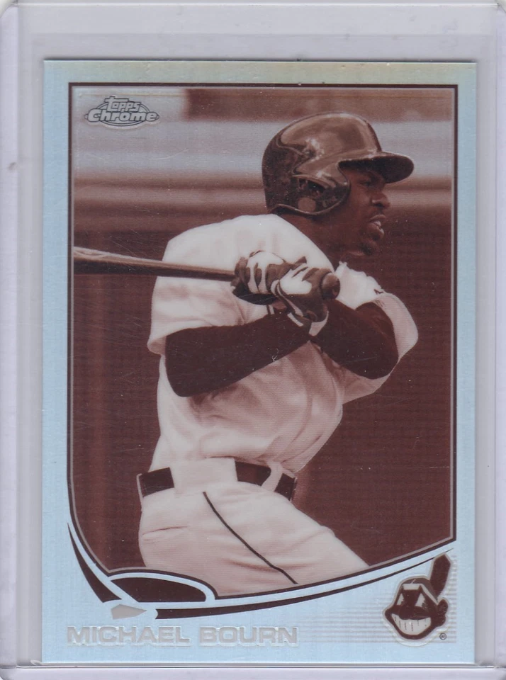 2013 Michael Bourn Topps Chrome SEPIA REFRACTOR Parallel /75 - #74 Indians - Image 1 of 1
