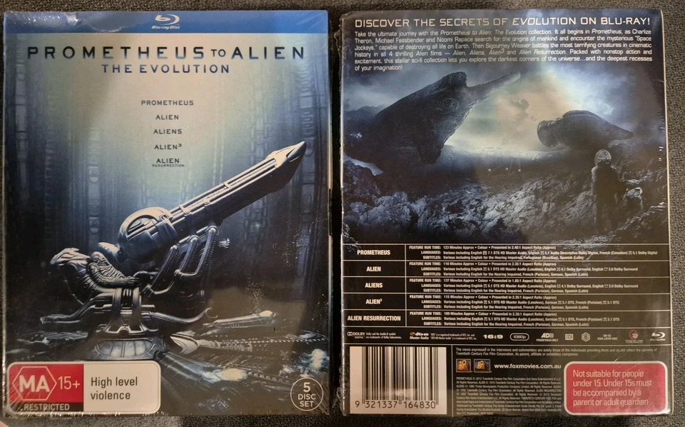 PROMETHEUS TO ALIEN THE EVOLUTION BLU-RAY BLURAY BOX SET ALIENS 3 RESURRECTION - Image 1 of 1