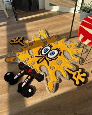 Cartoon-Inspired Melting Sponge Character Rug Bringing Humor Kid friendly Rug - Image 1 of 4