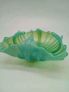 VINTAGE FOSTORIA OPALESCENT TOURQUOISE CANDY DISH 8X8'' WIDE  3.5''T - Picture 1 of 4