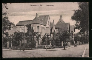Worms a. Rh., Ansichtskarte, Parkstrasse mit Anwohnern - Picture 1 of 2