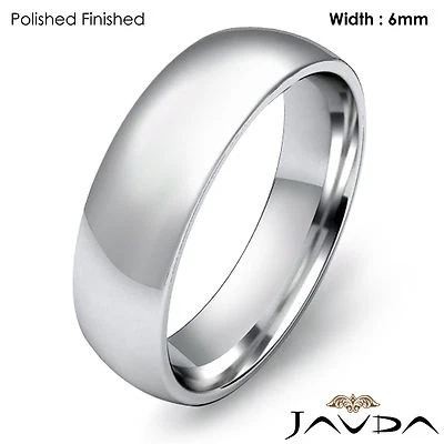 Alianza de boda para mujer 6 mm anillo cómodo ligero oro blanco 18k 6,4 gm talla 4-4,75 Foto 1 de 4