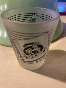 Vintage souvenir shot glass, San Francisco with Pier 39 and Golden Gate Bridge - Picture 1 of 2