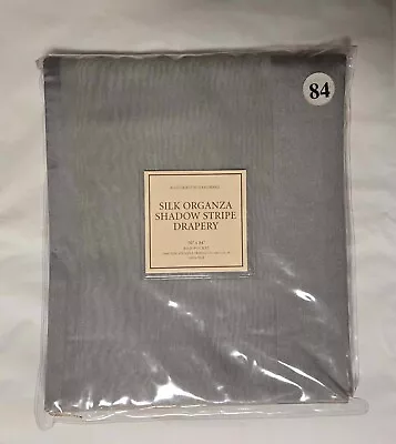NUEVO CON ETIQUETAS Restauración Hardware Organza Sombra Rayas 100% Seda Cortinas 50x84" Foto 1 de 4