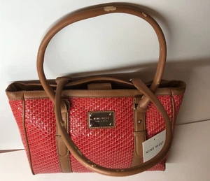 Nine West Woven Brunch, Large Satchel, Color Orange - damaged handle - Picture 1 of 12