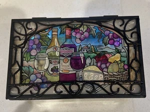 Hand Painted Glass Wine Themed Jewelry Trinket Hinged Box AMIA Studios - Picture 1 of 15