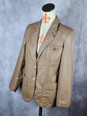 Chaqueta Blazer De Colección Etienne Aigner Para Mujer 10 Marrón Chocolate Caliente Cuero Genuino Foto 1 de 4