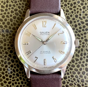 Vintage Gruen Cal. 730SS 17 Jewels Art Deco Numerals Stainless Steel Wristwatch - Picture 1 of 8