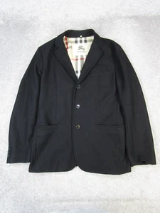 Burberry London Sport Coat Mens Large Black Wool Cotton - Picture 1 of 9