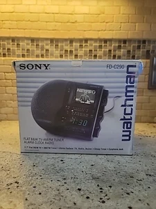 Sony Watchman Fd-c290 Am Fm Black And White TV Clock Radio - Picture 1 of 5