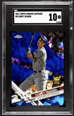 2017 Topps Chrome Sapphire Edition /250 Corey Seager #5 SGC 10 Gem Dodgers Pop 1 - Image 1 of 2