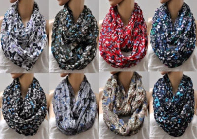 MARKENLOS Seide Schmetterling Tuch Loop Schal Halstuch Schals Rundschal Schlauchschal Neu