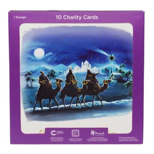 WHSmith Navy & Gold 3 Wise Men Bethlehem Charity Christmas Cards Pack of 10 - Picture 1 of 1