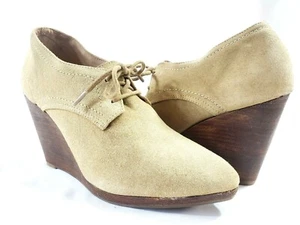 JACK ROGERS Suede Wedge Bootie Sz 8.5 Beige - Picture 1 of 12