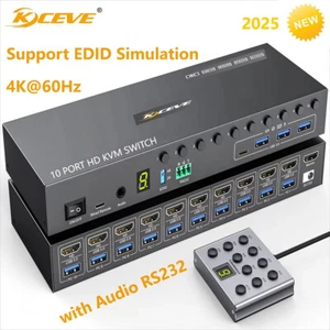 4K@60Hz 10 Port USB 3.0 KVM Switch mit EDID Simulation für 10 Computer Share - Bild 1 von 23
