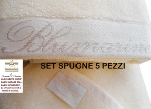 SET SPUGNE BLUMARINE 5 PEZZI 100% COTONE : 1 TELO + 2 VISO + 2 OSPITI - Foto 1 di 11