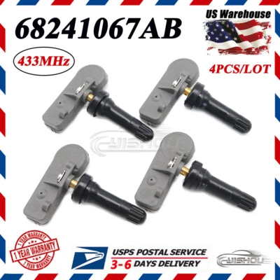 4pc NEW 56029398AB FOR CHRYSLER JEEP DODGE TPMS TIRE PRESSURE SENSOR 68241067AB - Image 1 of 4