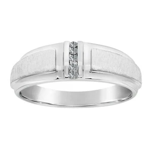 0,05 quilates cultivado en laboratorio - fila vertical de diamantes CVD elegante anillo de boda para hombre oro 14 K - Imagen 1 de 4