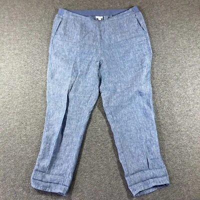 Pantalones J.Jill Love de lino para mujer grandes L bolsillos azules Foto 1 de 4