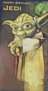Yoda Birthday Card with badge Star Wars Birthday Card - Picture 1 of 1