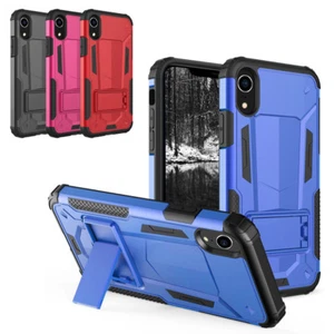 Dual Layered Hybrid Rugged Anti-Shock Case w/Stand For iPhone XR - Picture 1 of 25