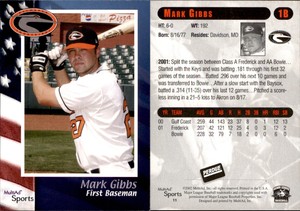Mark Gibbs 2002 MultiAd Delmarva Shorebirds #11 Card *AutographDen*
