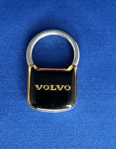 Vintage VOLVO Padlock Keychain Black/Gold Spring Ring - Picture 1 of 2