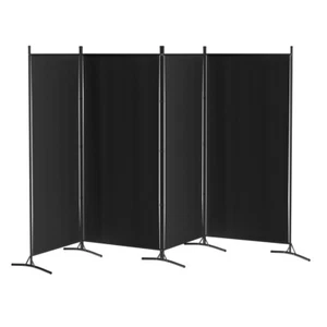 4 Panel Room Divider Screen 345x180cm Fabric Black Artiss - Picture 1 of 7