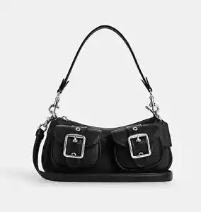 Neu mit Etikett Coach Leder Ashton Baguette Schultertasche CM079 silber schwarz authentisch - Bild 1 von 5