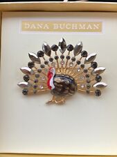 DANA BUCHMAN RHINESTONE FALL AUTUMN THANKSGIVING TURKEY PIN BROOCH 