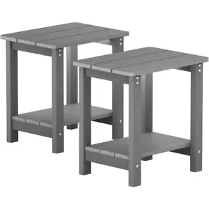 16.7 In. H Grey Square Plastic Adirondack Outdoor Double Layer Patio Side Table( - Picture 1 of 12