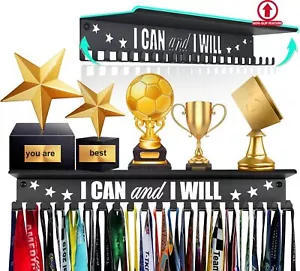 Metal Medal Hanger Display,Non-Slip Trophy Shelf with 20 Hooks,Wall Mount,Heavy. - Picture 1 of 6