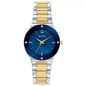 Reloj para mujer Bulova 98R273 Millenia azul MOP esfera diamante dos tonos 32 mm cuarzo - Imagen 1 de 3