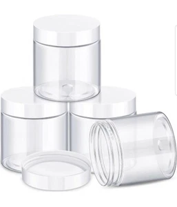 8oz (ONE) (250g) Plastic Cosmetic Jar with White LID for body butter, beads, - Picture 1 of 5