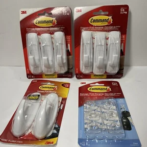 3M Command Large Utility Hook Variety Lot of 4 Packs- 3x 5 LB Pks & 1 Mini Size - Picture 1 of 9
