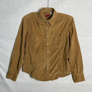 Levis Tan Brown Pearl Snap Corduroy Shirt Womens Western Cowgirl Workwear Size S - Picture 1 of 18