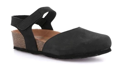 GRUNLAND SB2412 Sandali Donna in Nabuk punta chiusa con Strappo color NERO - Immagine 1 di 4