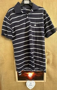 Brooks Brothers Performance Polo men’s S blue striped short sleeve pull-on cotto - Picture 1 of 4