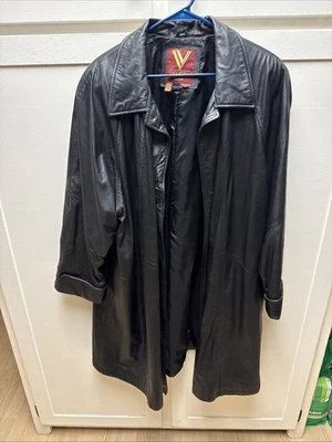 Venezia Vitale Vintage Oversized Leather Trench Coat Size 22/24 **No Buttons - Image 1 of 4