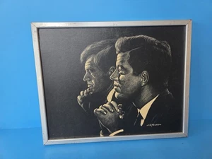 Marco de madera plateado retrato vintage John F. Kennedy en blanco y negro WG Trumpa 15x12 - Imagen 1 de 5