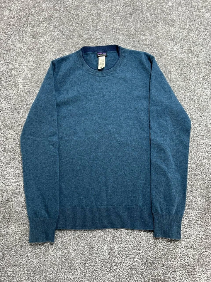 Patagonia переработанный кашемир свитер женщин средний синий ребристый отделки ворота - Изображение 1 из 4