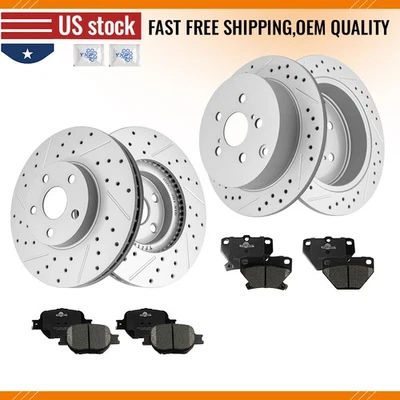 Rotores perforados delanteros traseros y almohadillas de cerámica para Toyota Celica GTS 2000-2005 Foto 1 de 4