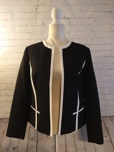 Neu ohne Etikett Damen BLACK LABEL by EVAN PICONE schwarz-weiße Anzugjacke – Größe 8 - Bild 1 von 15