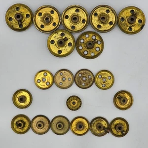 Meccano Vintage Brass Flanged Wheels & Pulleys Lot x20 + Contrate Gear MMIE 1911 - Picture 1 of 15