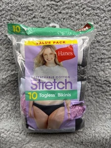 Hanes Women's 10pk Breathable Stretch Cotton Bikini Underwear - Size 6 (M) - Picture 1 of 4