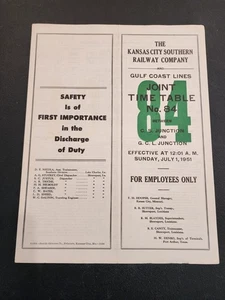 1951 Kansas City Southern Railway 84 Timetable Railroad RR Gulf Coast Lines R269 - Picture 1 of 6