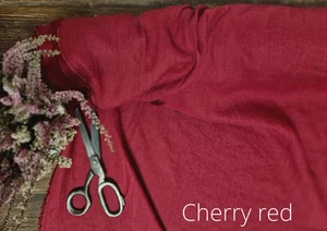Premium Cherry Red Linen Fabric by the Yard – Perfect for Sewing & Crafting - Picture 1 of 59