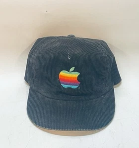 Vintage Apple Macintosh Snapback Hat Corduroy Black  - Picture 1 of 5